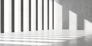 Soyut boş beton döşeme. Minimalist karanlık oda tasarım şablonu. 3d oluşturma