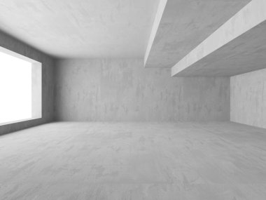 Soyut boş beton döşeme. Minimalist karanlık oda tasarım şablonu. 3d oluşturma