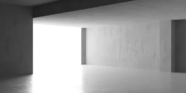 Abstracto Interior Hormigón Vacío Plantilla Minimalista Diseño Habitación Oscura Renderizado — Foto de Stock