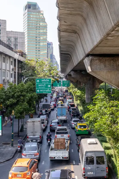 Bangkok Thailand February 2024 Traffic Jam Bangkok Street Rush Hours — Stock Photo, Image