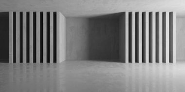 Soyut boş beton döşeme. Minimalist karanlık oda tasarım şablonu. 3d oluşturma
