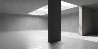 Soyut boş beton döşeme. Minimalist karanlık oda tasarım şablonu. 3d oluşturma