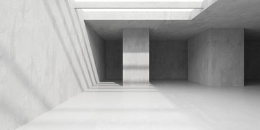 Soyut boş beton döşeme. Minimalist karanlık oda tasarım şablonu. 3d oluşturma