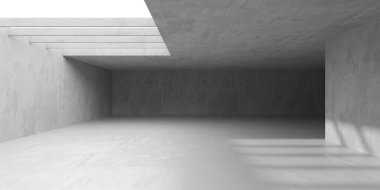 Soyut boş beton döşeme. Minimalist karanlık oda tasarım şablonu. 3d oluşturma