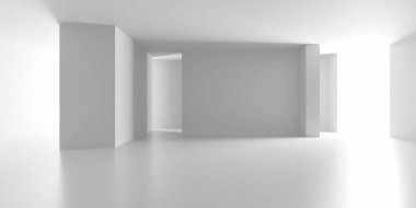 Boş Oda. Soyut Fütürist İçişleri. 3d Görüntüleme