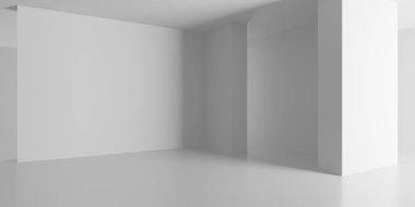 Boş Oda. Soyut Fütürist İçişleri. 3d Görüntüleme