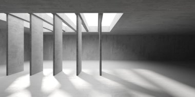 Soyut boş beton döşeme. Minimalist karanlık oda tasarım şablonu. 3d oluşturma