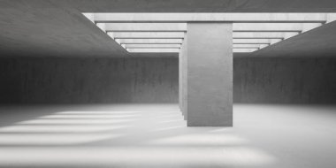 Soyut iç yapısı olan beton bir oda. Açık alan. Sanayi arka plan şablonu. 3d oluşturma