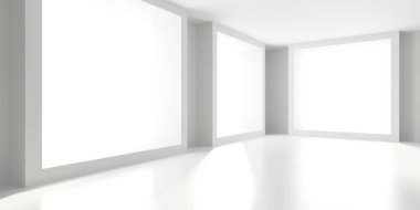 Beyaz Modern mimari iç arka plan. 3D render illüstrasyon