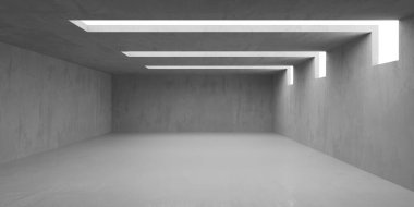 Soyut boş beton döşeme. Minimalist karanlık oda tasarım şablonu. 3d oluşturma