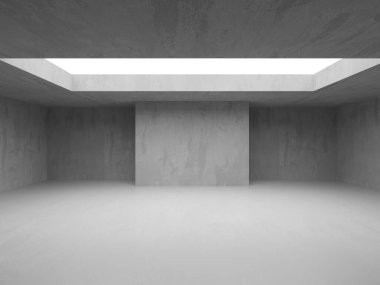 Soyut boş beton döşeme. Minimalist karanlık oda tasarım şablonu. 3d oluşturma
