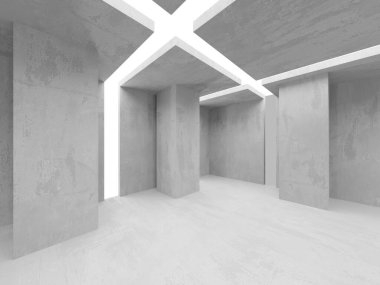 Soyut boş beton döşeme. Minimalist karanlık oda tasarım şablonu. 3d oluşturma