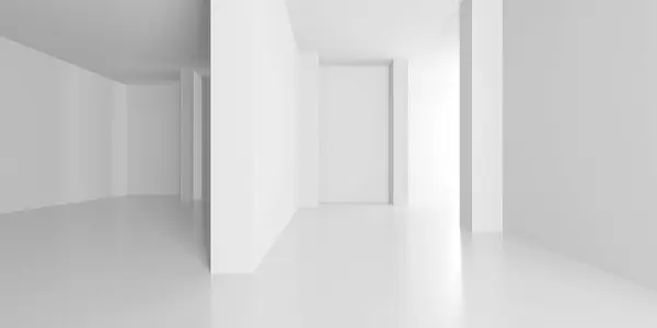 Εσωτερικό Φόντο Λευκό Αφηρημένη Μοντέρνα Αρχιτεκτονική Απεικόνιση Render — Φωτογραφία Αρχείου