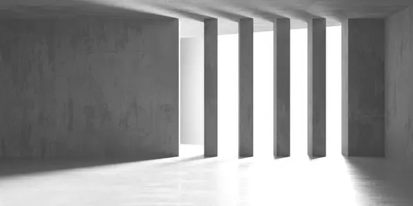 Abstracto Interior Hormigón Vacío Plantilla Minimalista Diseño Habitación Oscura Renderizado — Foto de Stock