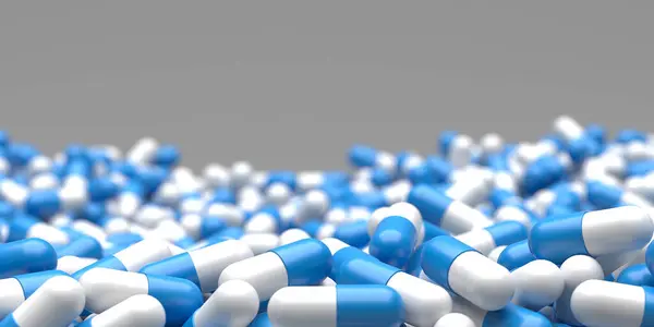 Stelletje Medische Pillen Tabletten Capsule Pillen Farmaceutisch Concept Achtergrond Destructie Stockfoto