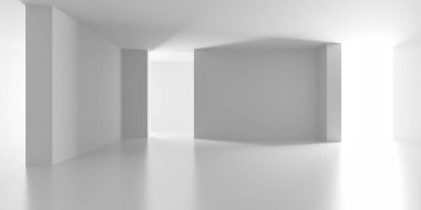 Boş Oda. Soyut Fütürist İçişleri. 3d Görüntüleme