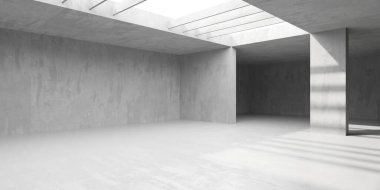 Soyut boş beton döşeme. Minimalist karanlık oda tasarım şablonu. 3d oluşturma