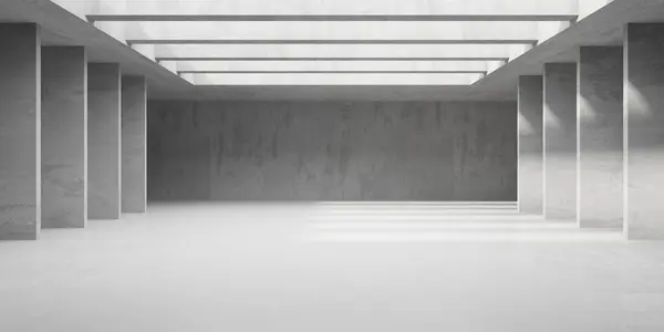 Abstracto Interior Hormigón Vacío Plantilla Minimalista Diseño Habitación Oscura Renderizado —  Fotos de Stock