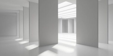 Beyaz Modern mimari iç arka plan. 3D render illüstrasyon