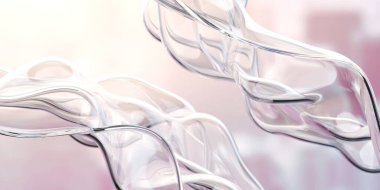 Şeffaf renkli camlar ya da sıvı dalgalar. Neon desenli soyut arkaplan. 3d oluşturma