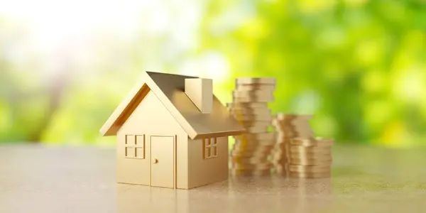 Inwestycje Mieszkaniowe Koncepcji Nieruchomości Małym Unikalnym Domu Renderowanie Obraz Stockowy