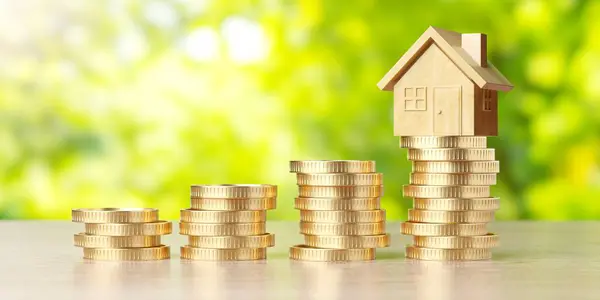 Inwestycje Mieszkaniowe Koncepcji Nieruchomości Małym Unikalnym Domu Renderowanie Obrazek Stockowy