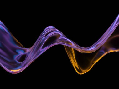 Renkli grafik tasarım cam elementleri dağılımı. Soyut dalga arkaplanı. 3d oluşturma