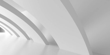 Beyaz Modern mimari iç arka plan. 3D render illüstrasyon