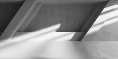 Soyut iç yapısı olan beton bir oda. Açık alan. Sanayi arka plan şablonu. 3d oluşturma