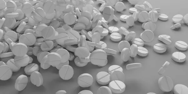 Abstract Bunch Medicine Pills White Background Rendering Imagem De Stock