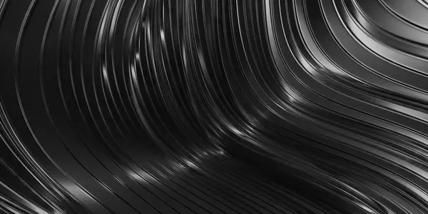 Dark Shiny Steel Stripes Metallic Wavy Background Rendering Fotografia De Stock