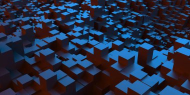 Renkli ışıkla soyut geometrik arkaplan. Fütürist blok tasarımı. 3d oluşturma