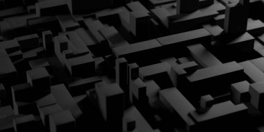 Soyut Siyah Geometrik Şekiller Arkaplan Dokuları. Modern ve Minimalist Tasarım. 3d oluşturma