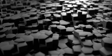 Soyut Siyah Geometrik Şekiller Arkaplan Dokuları. Modern ve Minimalist Tasarım. 3d oluşturma