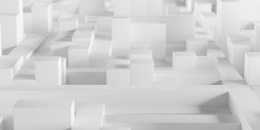 Beyaz monokrom arka planı kapatıyor. Minimalist fayans tasarımı. 3d oluşturma