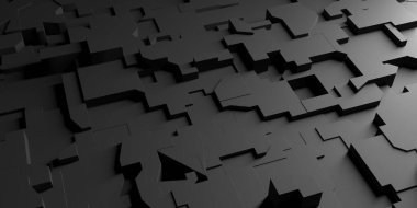 Soyut Siyah Geometrik Şekiller Arkaplan Dokuları. Modern ve Minimalist Tasarım. 3d oluşturma