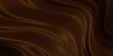 Sıcak çikolata dalgaları dokusu. Lezzetli, sıvı sıcak kakao lavı arkaplanı. 3d oluşturma