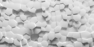 Beyaz blokların arka planında rastgele yer değiştirmiş. Parlak, temiz bir duvar kağıdı. 3d oluşturma