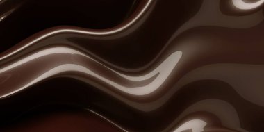 Erimiş çikolata dokusu. Tatlı kremalı arka plan. Kahverengi iquid. 3d oluşturma