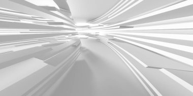 İçerideki soyut ışık koridoru. Gelecekçi mimari geçmişi. 3d oluşturma