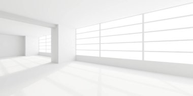 İçerideki soyut ışık koridoru. Gelecekçi mimari geçmişi. 3d oluşturma