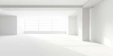 İçerideki soyut ışık koridoru. Gelecekçi mimari geçmişi. 3d oluşturma