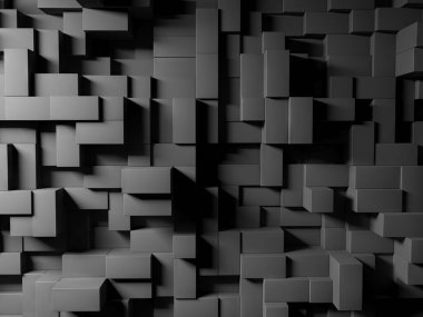 Soyut Siyah Geometrik Şekiller Arkaplan Dokuları. Modern ve Minimalist Tasarım. 3d oluşturma