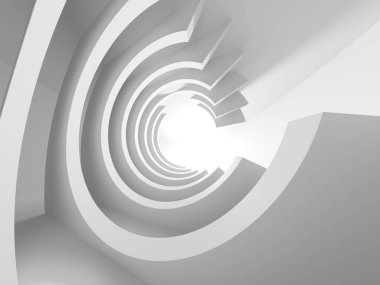 Beyaz fütüristik boş oda iç mekanı. Mimari tasarım. 3d oluşturma