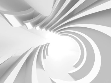 Beyaz modern uzay mimari arka planı. Fütürist tasarım. Mimari iç mimari. 3d oluşturma