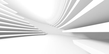 Beyaz modern uzay mimari arka planı. Fütürist tasarım. Mimari iç mimari. 3d oluşturma