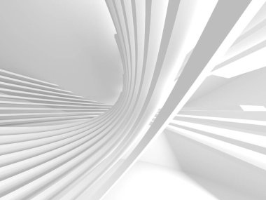 Beyaz modern uzay mimari arka planı. Fütürist tasarım. Mimari iç mimari. 3d oluşturma