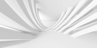 Beyaz modern uzay mimari arka planı. Fütürist tasarım. Mimari iç mimari. 3d oluşturma