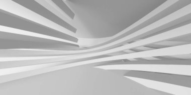 Beyaz fütüristik boş oda iç mekanı. Mimari tasarım. 3d oluşturma