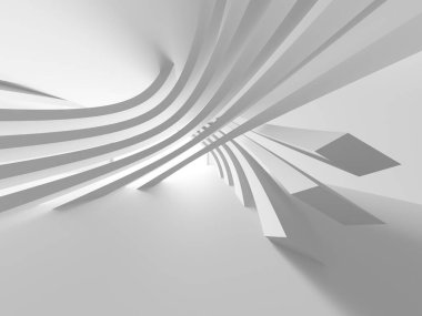 Beyaz fütüristik boş oda iç mekanı. Mimari tasarım. 3d oluşturma
